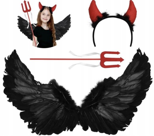 OBLEČENIE ANJELSKÝCH KRÍDEL DEVIL HALLOWEEN BRIDGE PARTY XXL 3v1