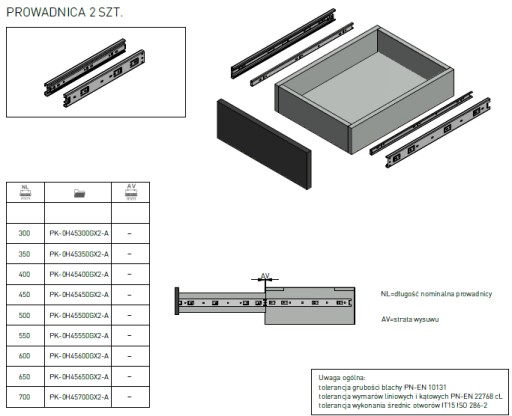 Guľôčkové vedenie pre zásuvky GTV L500mm H45 GX2