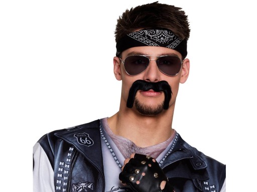 Čierne samolepiace fúzy Motocyklista