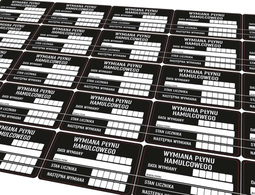 SERVISNÉ NÁLEPKY 45 ks VÝMENA BRZDOVEJ KVAPALINY