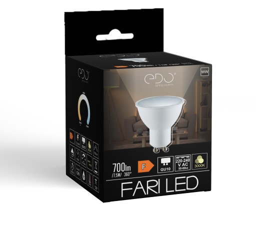 GU10 LED žiarovka 7,5W 3000K teplá 120' 700lm EDO