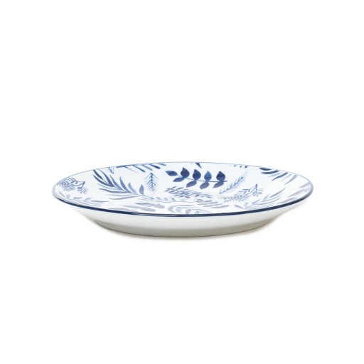Jedálenský tanier NAVIA, námornícka modrá, s listami, 27 cm, HOMLA