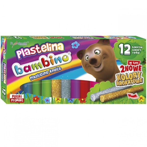 Bambino plastelína 12 farieb zlatá strieborná okrúhla