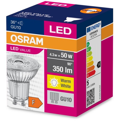 GU10 LED žiarovka 4,3W = 50W 350lm 3000K 36° OSRAM