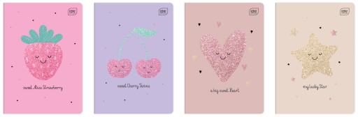 Zápisník A5, 16 kariet, 3 farebné linky, GLITTER