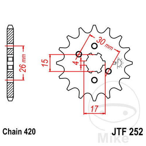 Predné ozubené koleso JT JTF252.13 13z, veľkosť 420