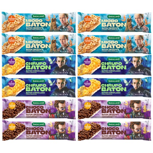 Bakalland Choco Miodo Chrupo raňajková cereálna tyčinka 12x25g mix KLEKS
