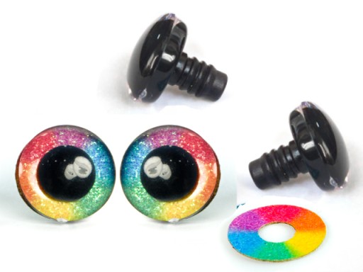 Glitter EYES pre maskotov, RAINBOW farebné oči, 12 mm, 4 KS