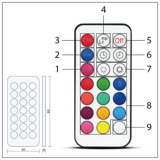 RGB LED ŽIAROVKA S DIAĽKOVÝM OVLÁDANÍM 5,5W GUĽA E27