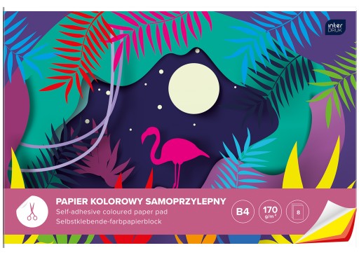 Farebný vystrihovací papier B4, samolepiaci, 8 farieb