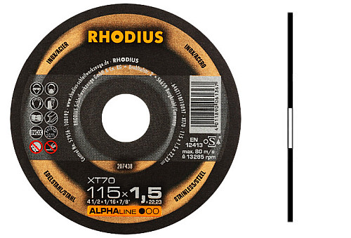 DISKY NEREZOVÉ KOVOVÉ REZNÉ KOTOUČE INOX 115x1,0 RHODIUS GERMANY XT70