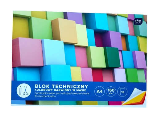 Technický blok A4, farebný, 10 kariet INTERDRUK