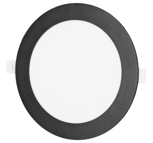 LED panel, zápustný, sadrokartónový, čierny, okrúhle stropné svietidlo, 18W