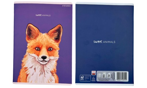 5 x kockovaný zošit Sweet Animals do školy
