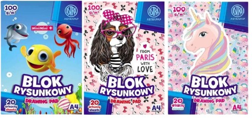 ASTRA A4 podložka na kreslenie 100g 20 listov Puppy Unicorn Mini mix 1 ks