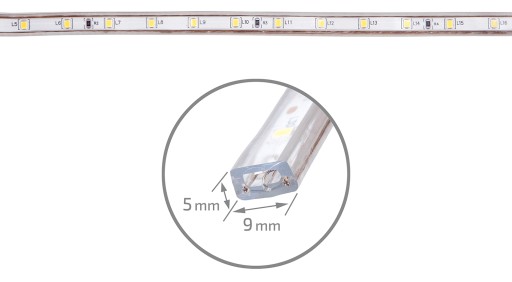 LED PÁS 230V 2835/60 1M IP68 5W NEUTRÁLNY BIELY