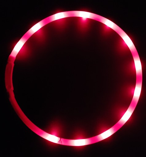 SVIETIACI LED Obojok PRE PSA A MAČKU 70cm ČERVENÝ USB NASTAVITEĽNÝ VODEODOLNÝ