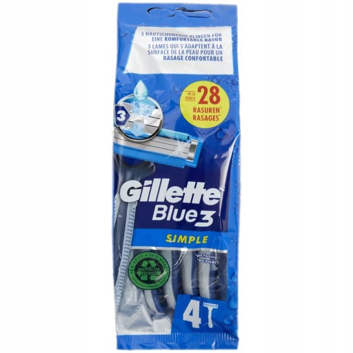 Gillette Blue Simple3 Jednorazové holiace strojčeky, 4 kusy