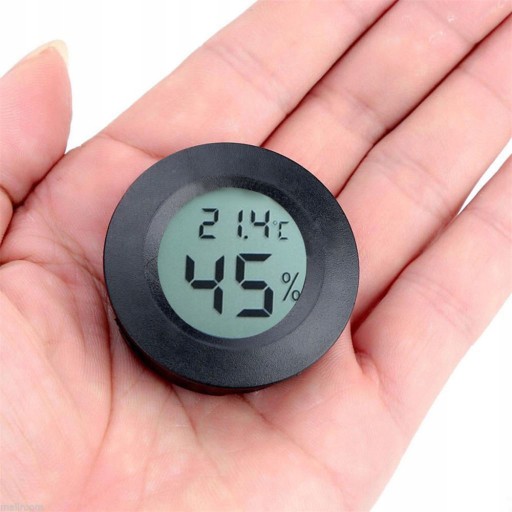 Okrúhly LCD CO2 Teplomer Hygrometer Terárium Akvárium Meteostanica