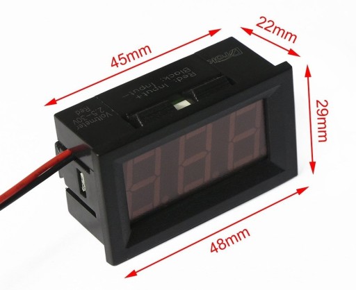 DC 4-30V voltmeter v 0,56' modrom LED kryte