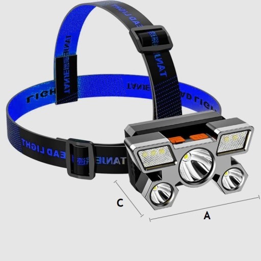 ČELOVÁ LAMPA 5 x LED VÝKONNÁ XPE USB BATÉRIA