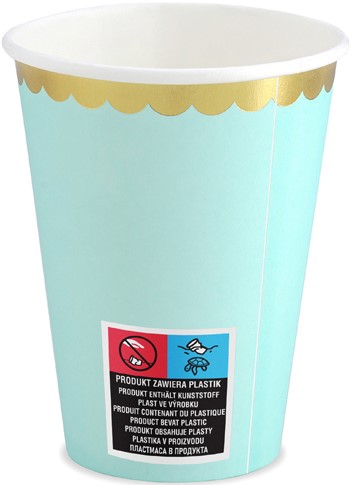 MINT papierové poháre na ročné narodeninové bábätko 220 ml 6 ks