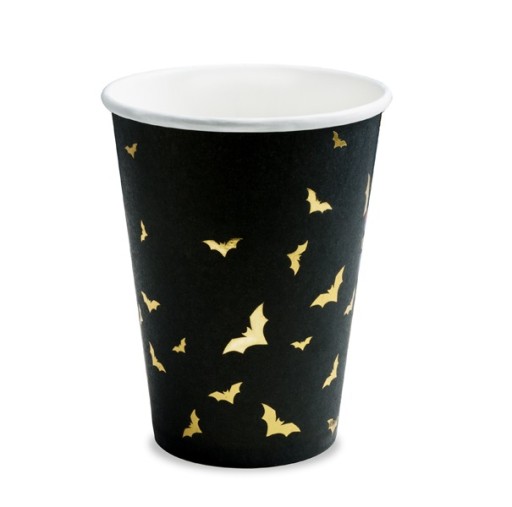 PÁRTY HRNÍČKY BAT, ČIERNA, 220 ml, 6 ks