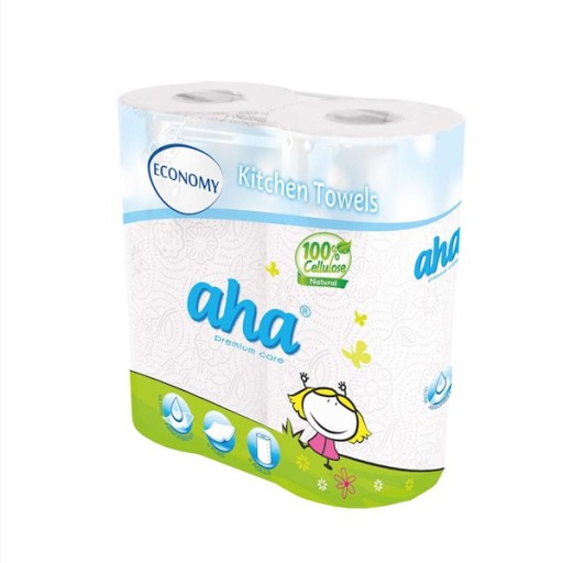 AHA celulózový uterák, 50 listov/rolka, 2 kotúče, biely