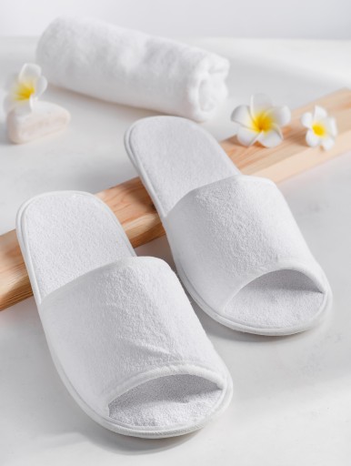 Hotelové papuče SPA FROTTE, JEDNORAZOVÉ, OTVORENÉ, 29 cm, BIELE - 1 PÁR
