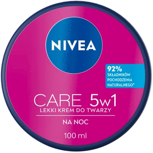 Nivea CARE 5v1 hydratačný ľahký pleťový krém na noc 100 ml