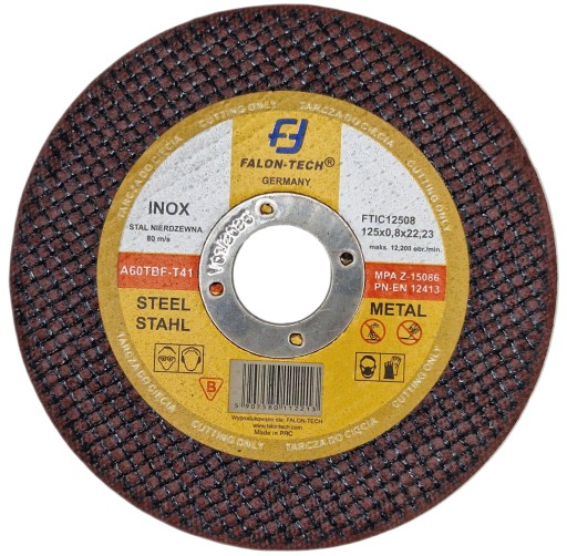 INOX KOVOVÉ REZNÉ KOTÚČE, TENKÉ, 125 x 0,8 mm - 10 ks