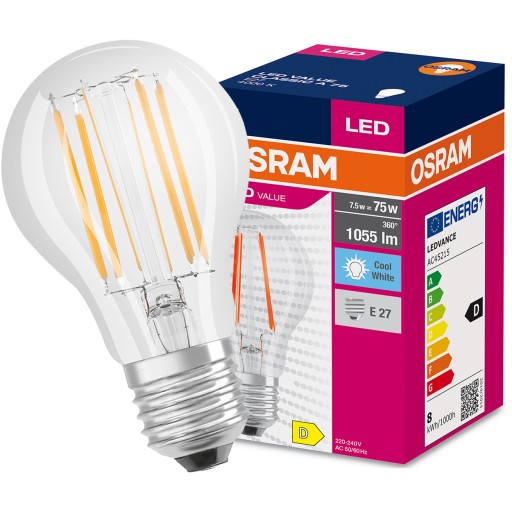 LED FILAMENT E27 žiarovka 7,5W 75W A60 4000K OSRAM
