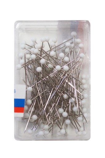 Krajčírske špendlíky 1 1/2'' biele hlavičky 100 ks.