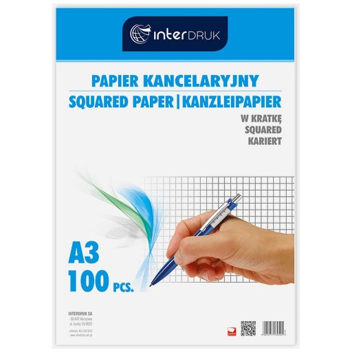 Štvorcový kancelársky papier A3, 100 listov
