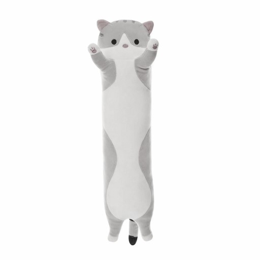 MASKOT PLYŠOVÝ VANKÚŠ HRAČKA HRAČKA HRAČKA HRAČKA DLHÁ MAČKA SIVÁ VEĽKÁ XL 50cm