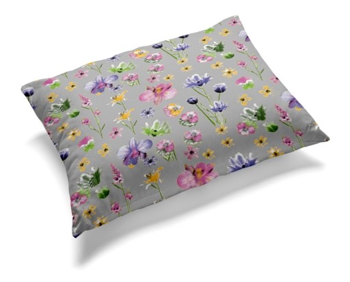 Obliečka na vankúš 70x80cm 100% bavlna vzor: Sivé poľné kvety