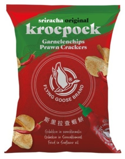 Cracker na krevety lietajúca hus Sriracha