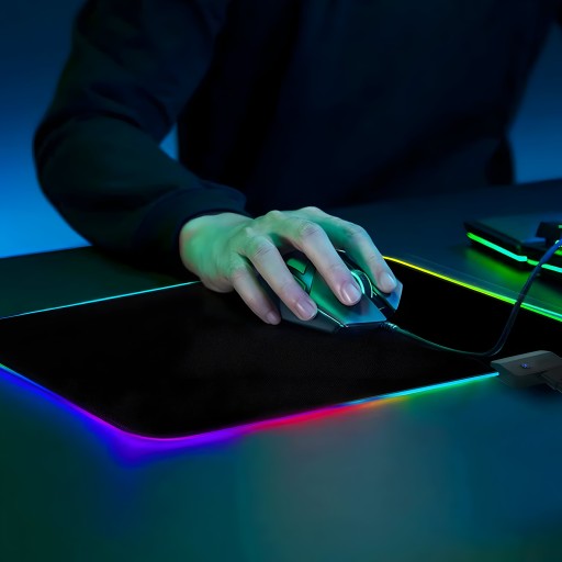 RGB LED USB HRANÁ PODLOŽKA PRE STOLÚ MYŠ SVIETENÁ 35x25cm