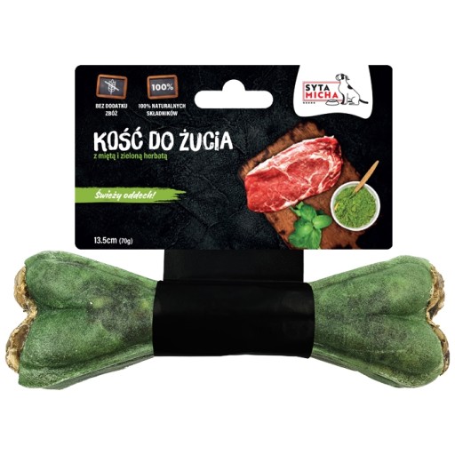 SITUOVANÁ MICHA ŽUVACIA KOST PRE Svieži dych 13,5 cm S MÄTOU A ZELENÝM ČAJOM