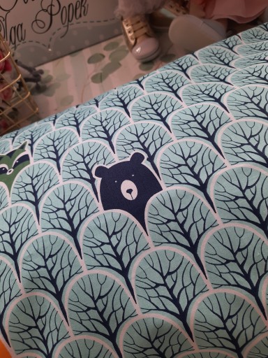 Bavlnená obliečka na vankúš BEAR FOX MINT LEAVES 60x50