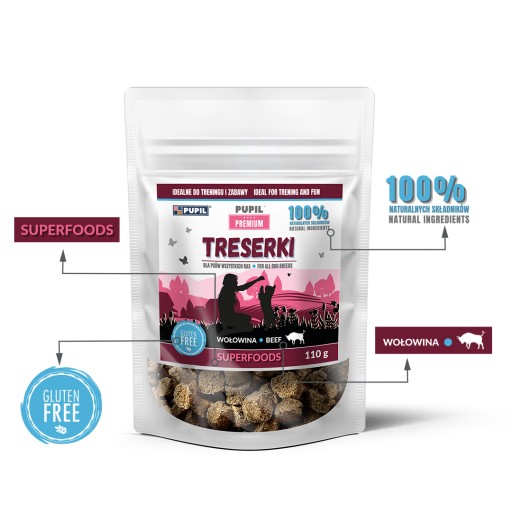 PUPIL Premium All Breeds tréneri psov hovädzie mäso 110g