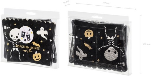POPCORN BOXY na party DISHES lebky 6 ks