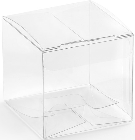 TRANSPARENTNÉ Štvorcové krabičky NA SVADOBNÉ SPOJENIE 5x5x5 CM 10 KS