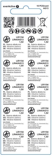 10x alkalická batéria AG13 G13 LR1154 LR44