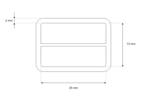 Kovový nastavovač popruhu tašky 25x13mm - 2 ks