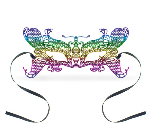 Prelamovaná benátska maska na oči Rainbow Butterfly Farebný maškarný ples