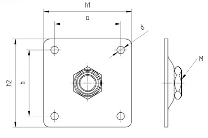Nastaviteľný záves M20, montážna doska 100x100