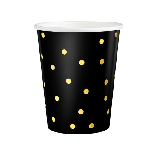 Čierne papierové poháre, 6 kusov