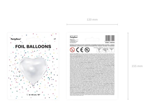 Srdiečkový fóliový balónik 45cm biely Party Deco
