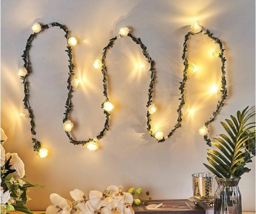 BOXWOOD LED girlanda a buxusové ruže COMMUNION, Svadobné 20 LED